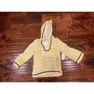 Marysia Bumby Yellow & White Plaid Hooded Cover-Up Top, Size 4, NWT!